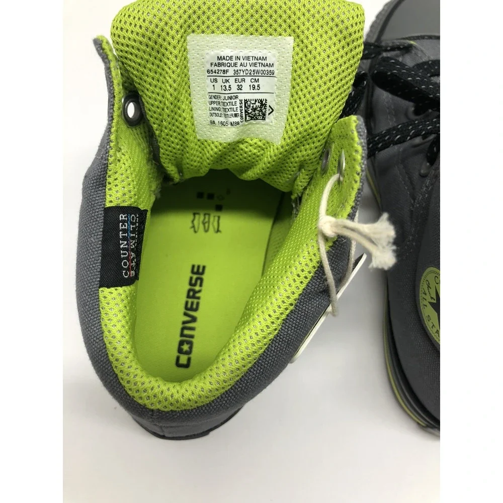 Converse‎ RARE Colorway High Top Boy's Sneakers Grey and Lime Green Mens Size 1